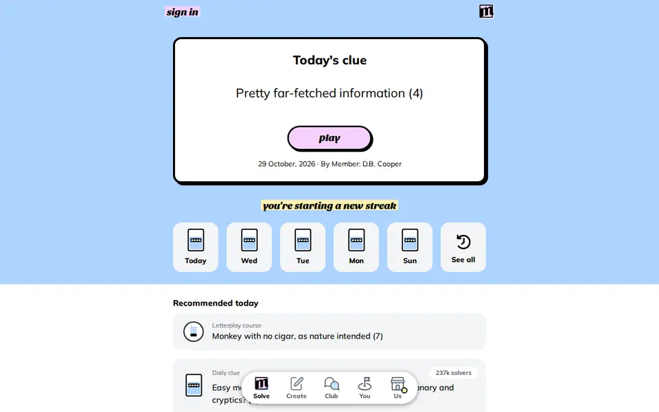 Screenshot of Minute Cryptic