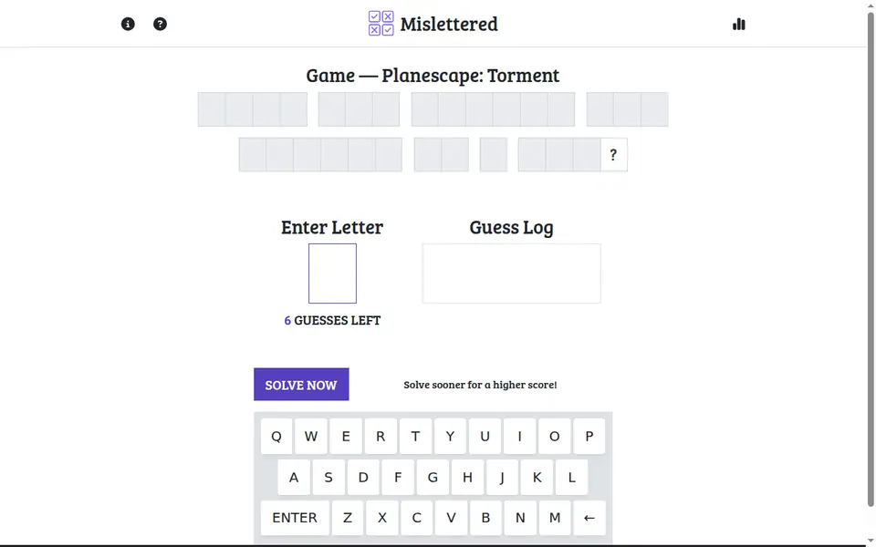 Screenshot of Mislettered