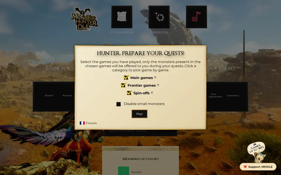 Screenshot of Monster Hunter-dle