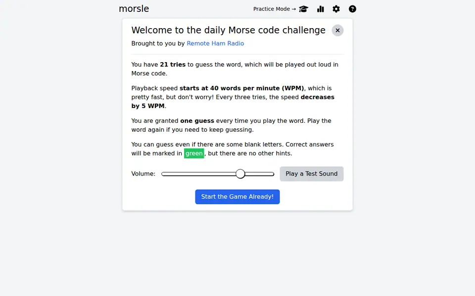 Screenshot of morsle