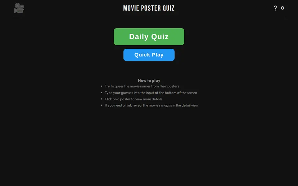 Screenshot of Movie Poster Quiz