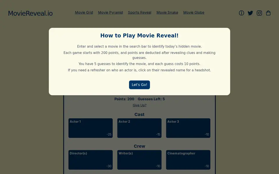 Screenshot of Movie Reveal