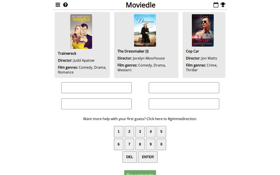 Screenshot of Moviedle (from Histordle)