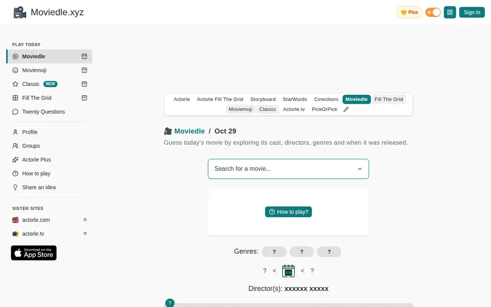 Screenshot of Moviedle