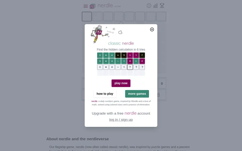 Screenshot of Nerdle