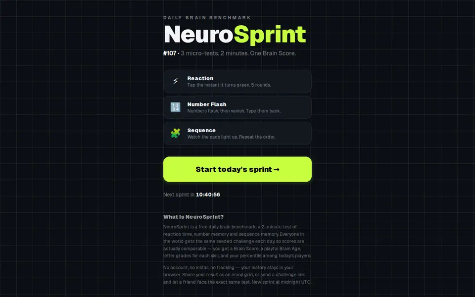 Screenshot of NeuroSprint