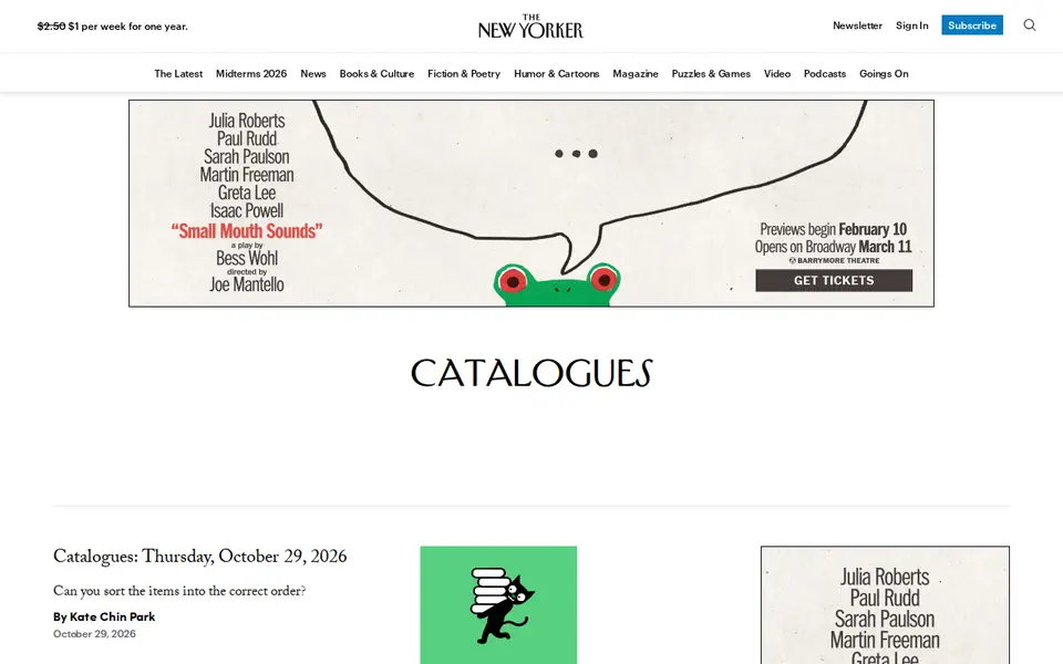 Screenshot of New Yorker - Catalogues