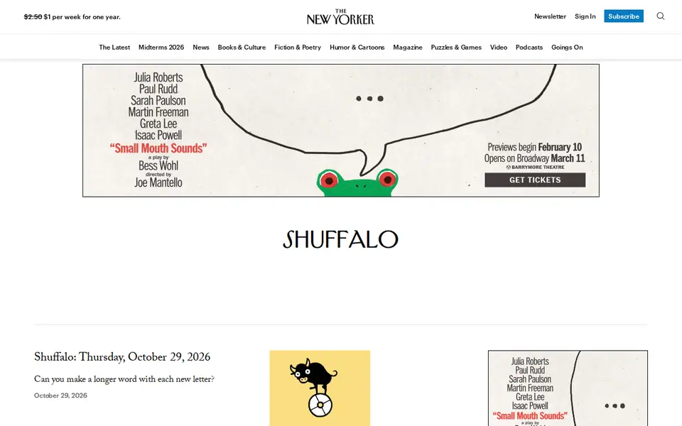 Screenshot of New Yorker - Shuffalo