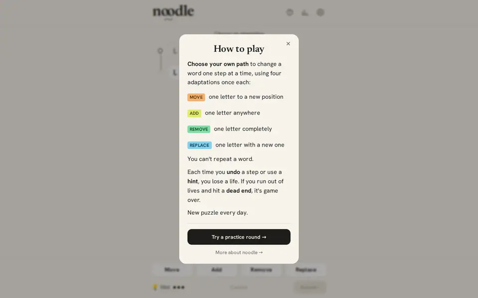 Screenshot of Noodle