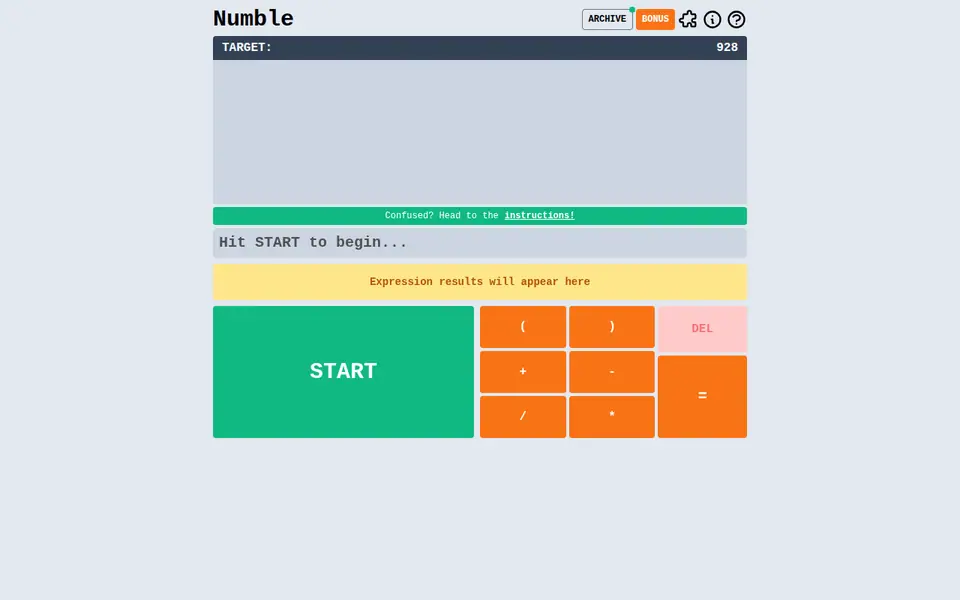Screenshot of Numble