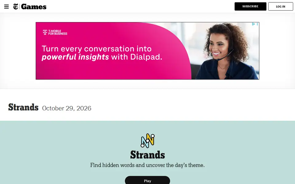 Screenshot of NYT Strands