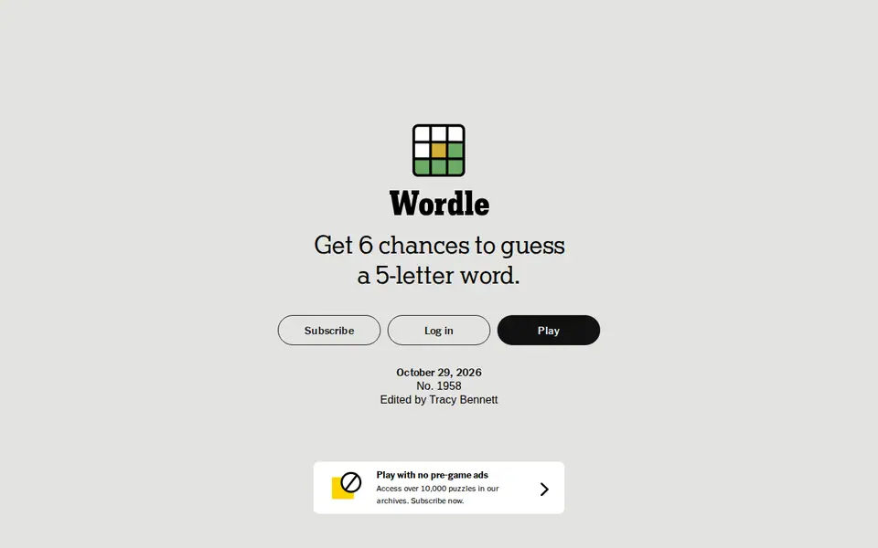 Screenshot of NYT Wordle