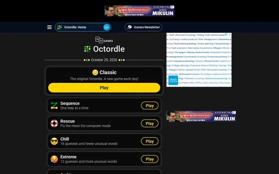 Screenshot of Octordle
