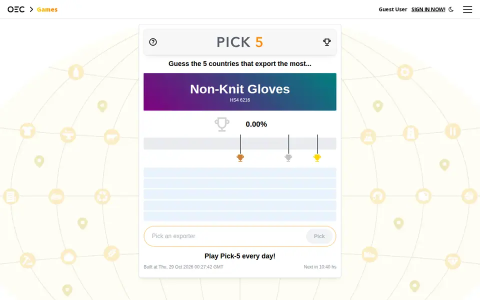 Screenshot of OEC Pick 5