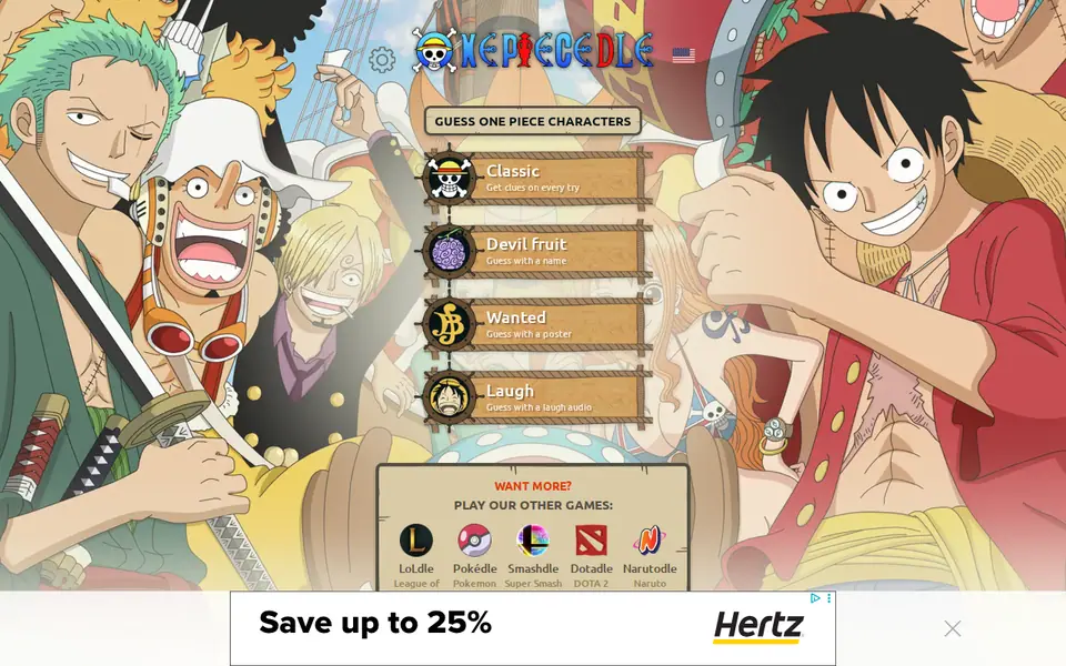 Screenshot of Onepiecedle