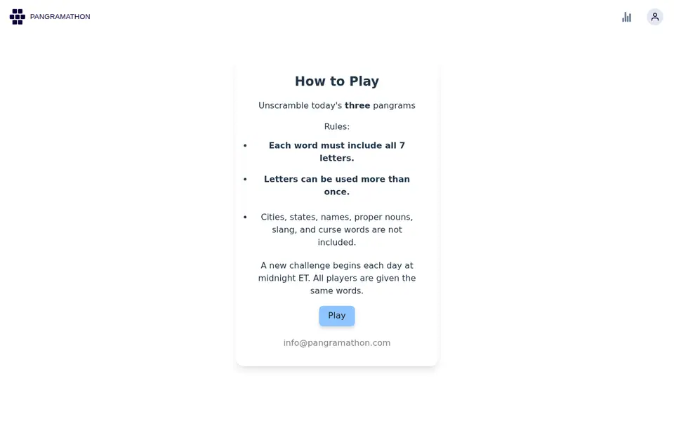 Screenshot of Pangramathon