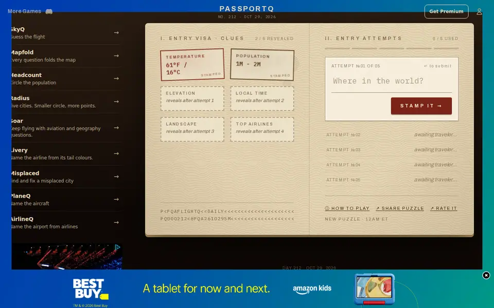 Screenshot of PassportQ