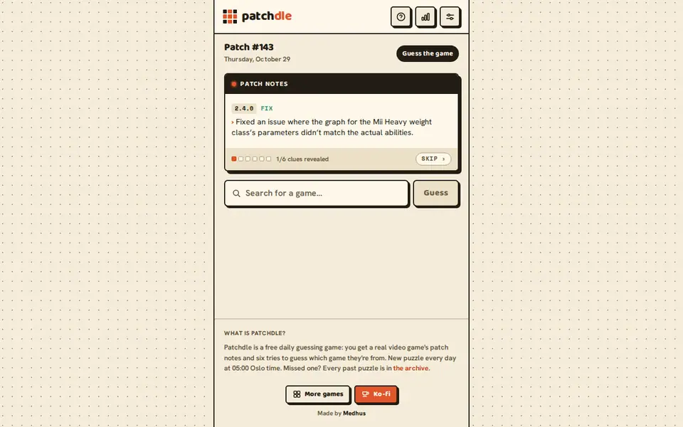 Screenshot of Patchdle