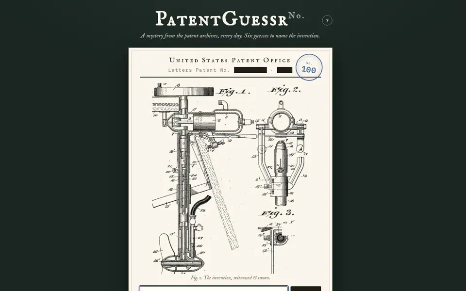 Screenshot of PatentGuessr