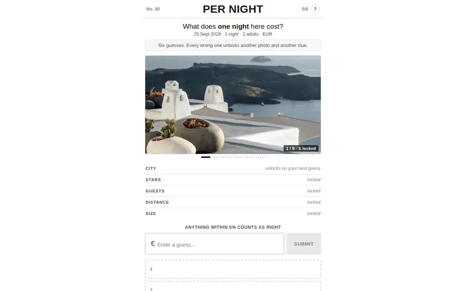 Screenshot of Per Night