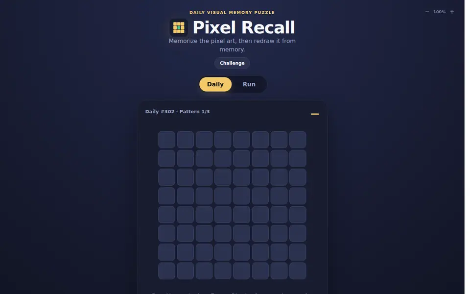 Screenshot of Pixel Recall