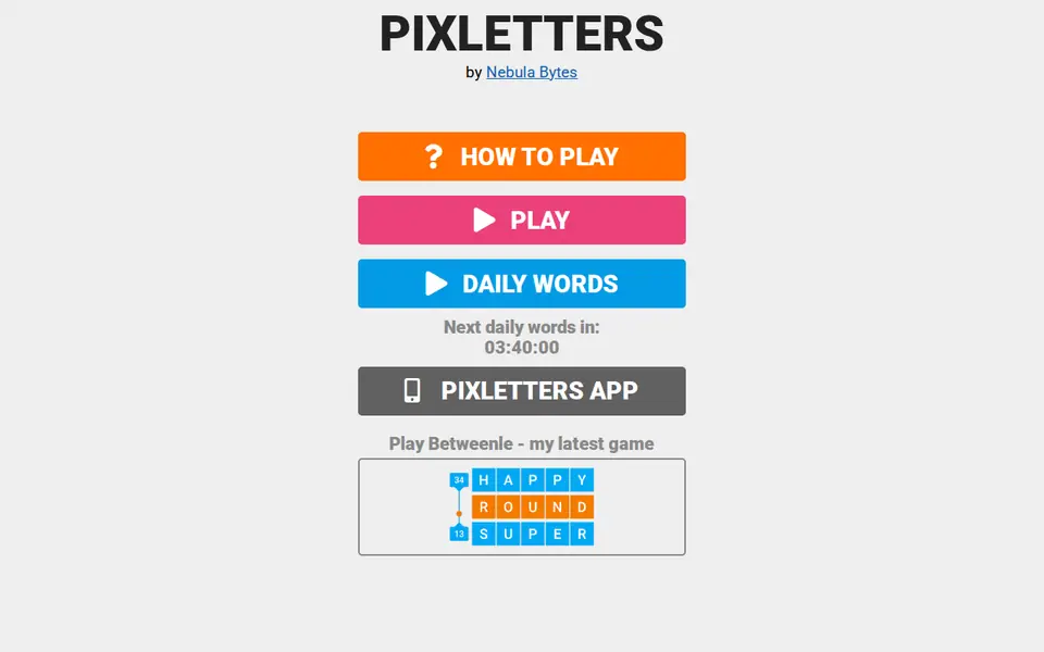 Screenshot of Pixletters