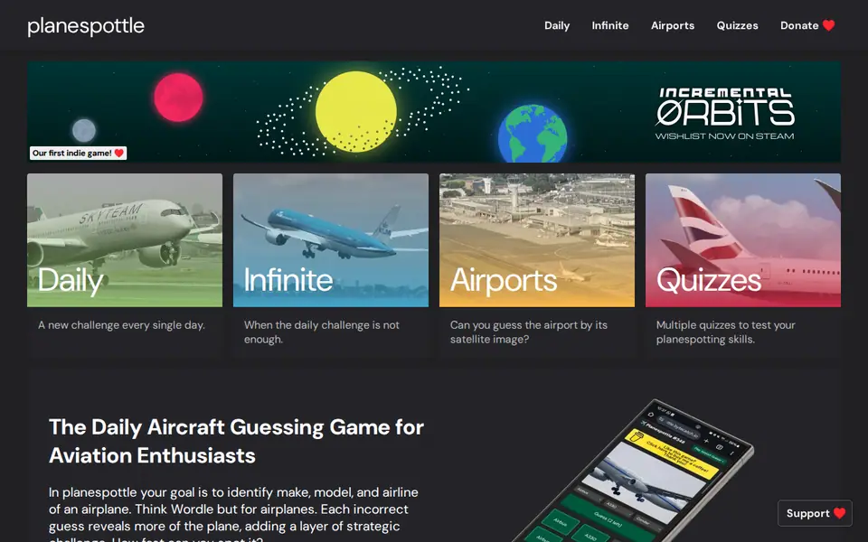 Screenshot of Planespottle