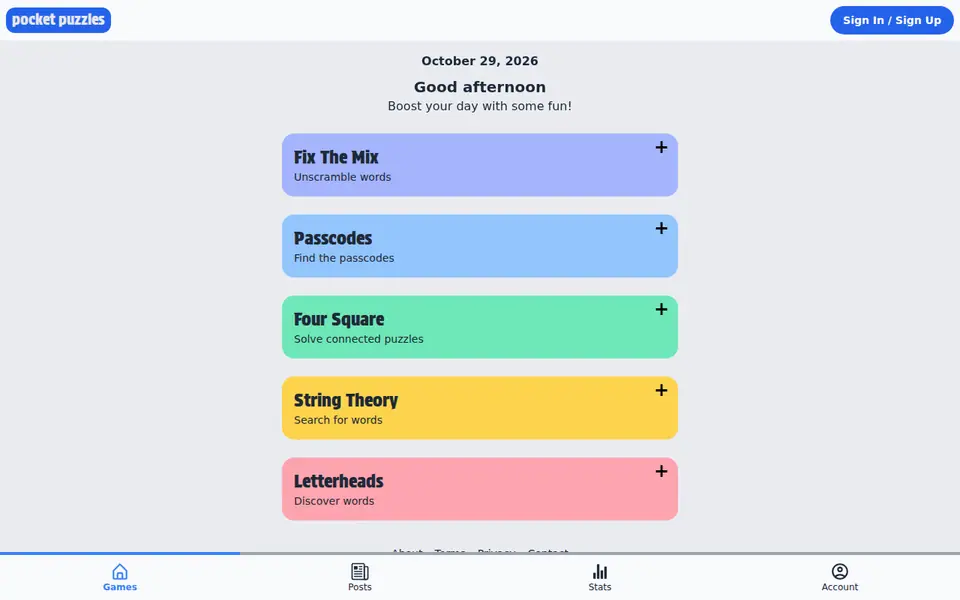 Screenshot of Pocket Puzzles