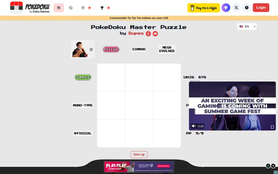 Screenshot of Pokedoku
