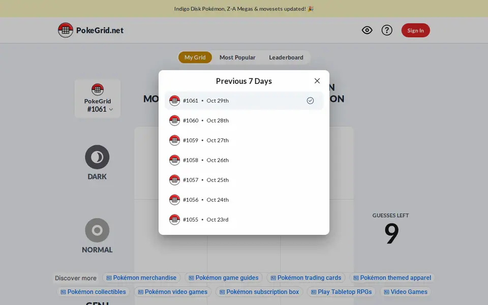Screenshot of Pokegrid