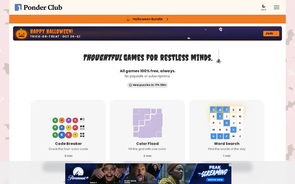 Screenshot of Ponder Club