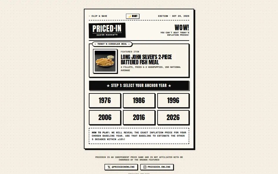Screenshot of PricedIn