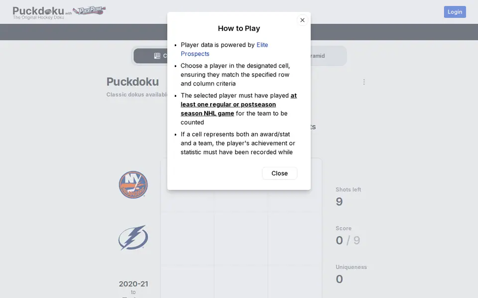 Screenshot of Puckdoku