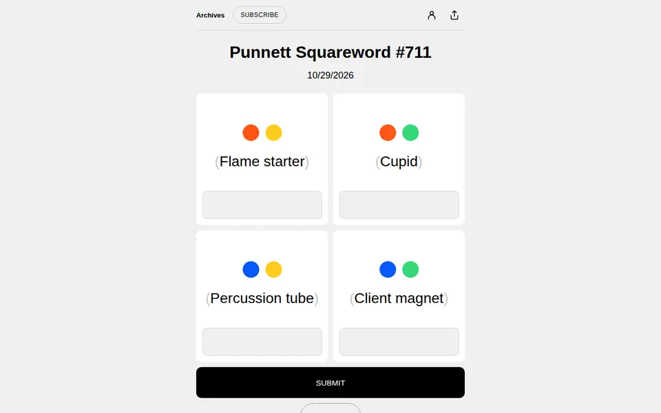 Screenshot of Punnett Squareword