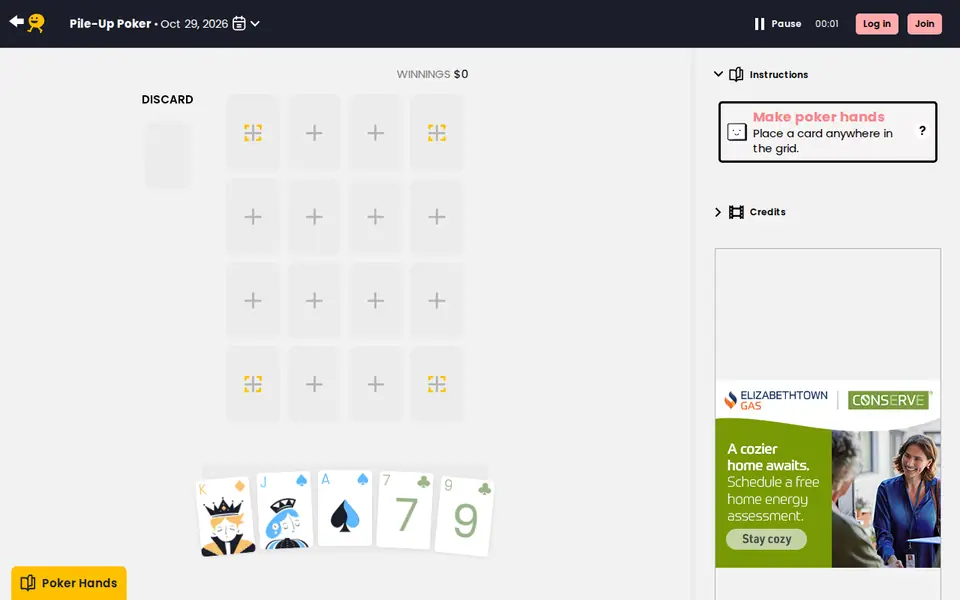 Screenshot of Puzzmo - Pile-Up Poker