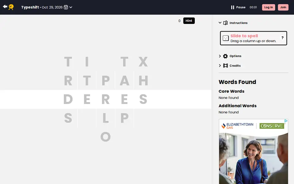 Screenshot of Puzzmo - Typeshift