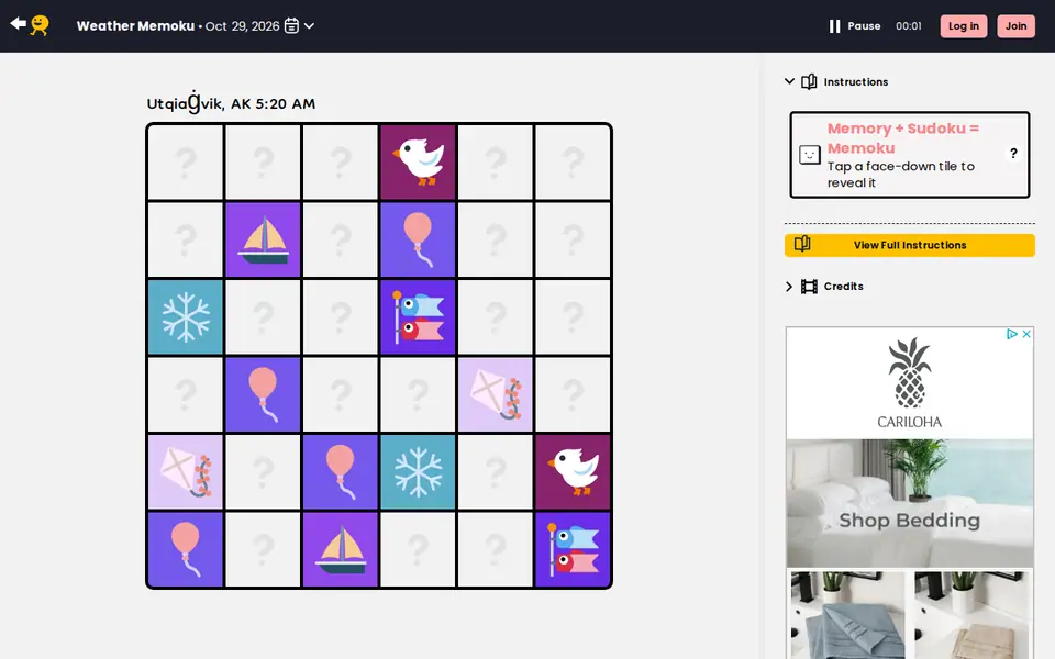 Screenshot of Puzzmo - Weather Memoku