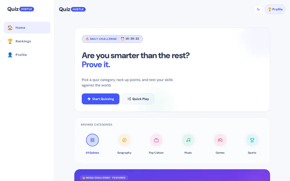 Screenshot of QuizHustle