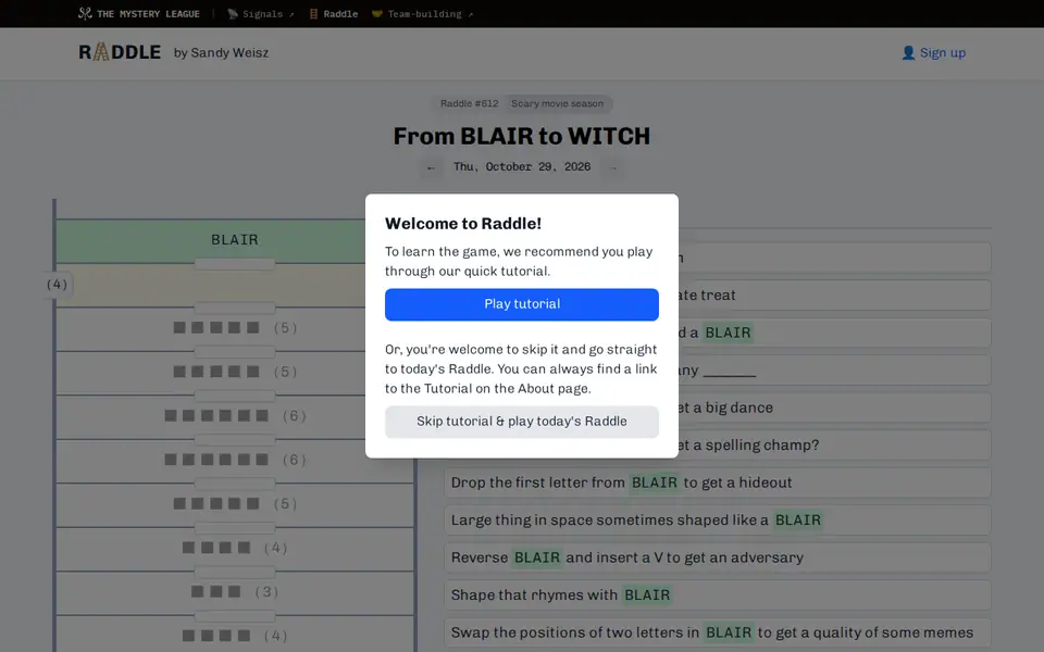 Screenshot of RADDLE