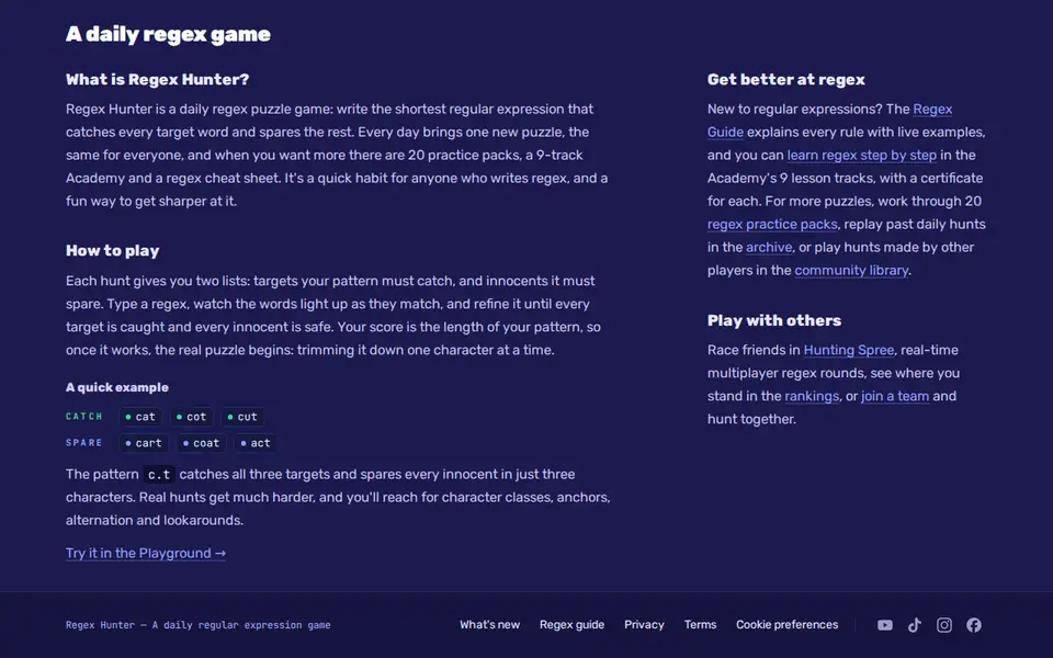 Screenshot of Regex Hunter