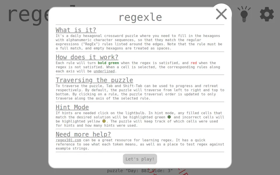 Screenshot of regexle.com