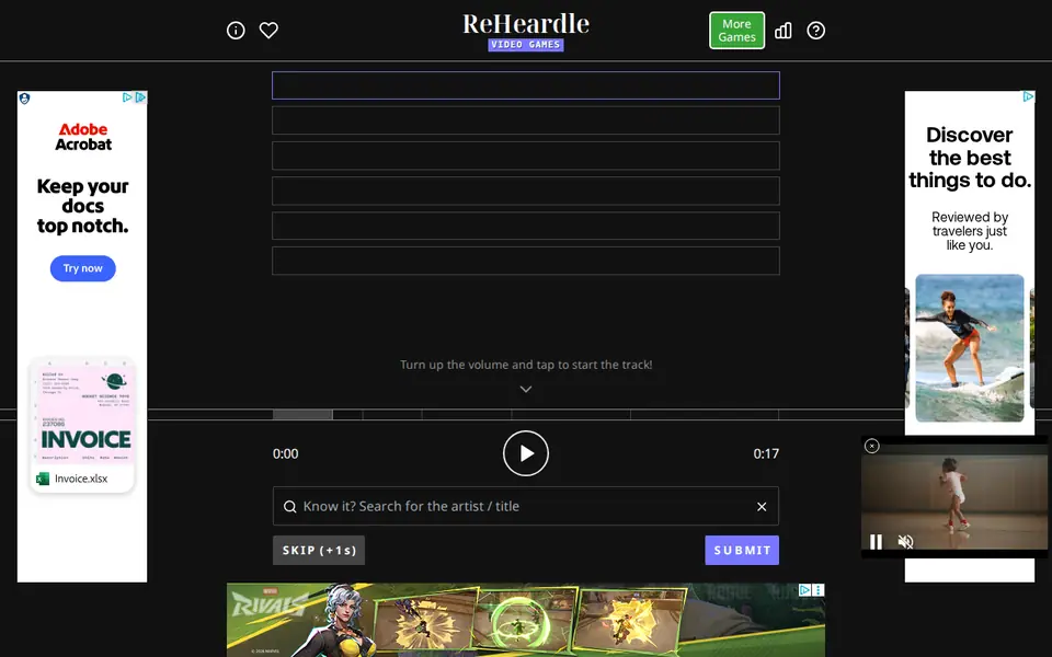 Screenshot of ReHeardle Video Games