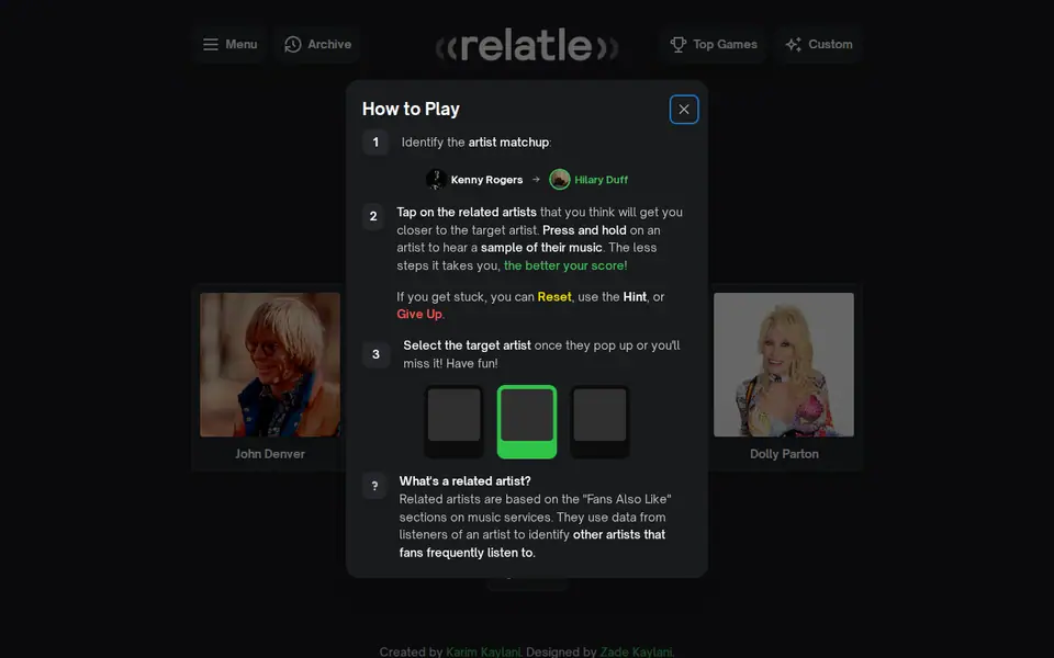 Screenshot of relatle.io