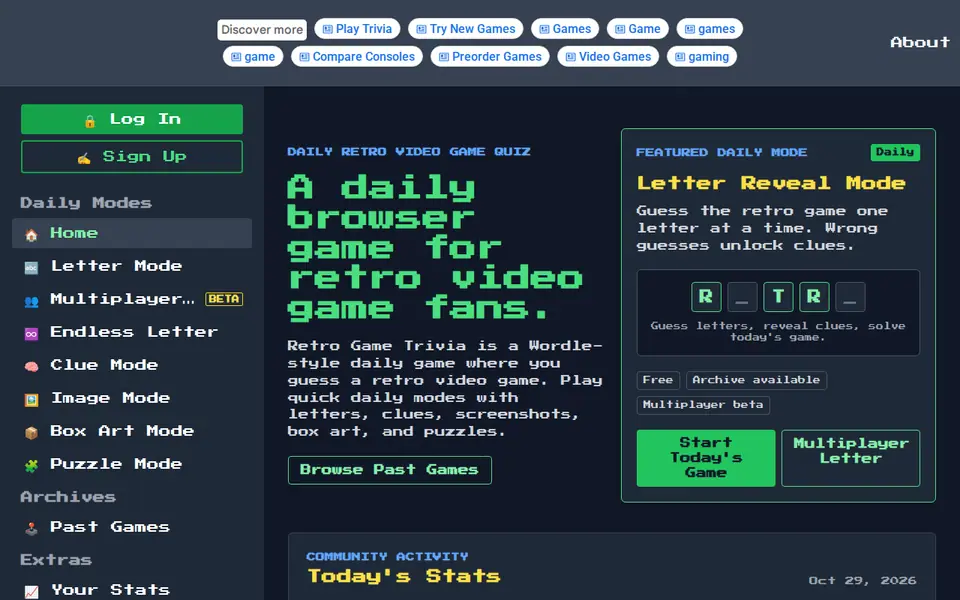 Screenshot of Retro Game Trivia
