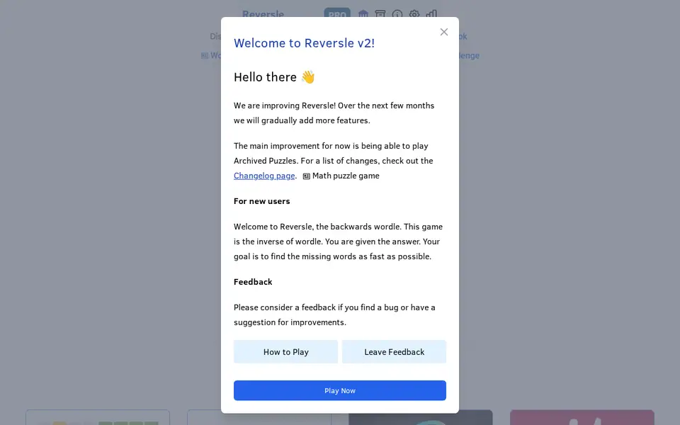 Screenshot of Reversle
