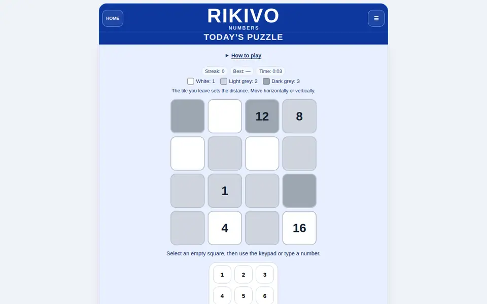 Screenshot of Rikivo Numbers