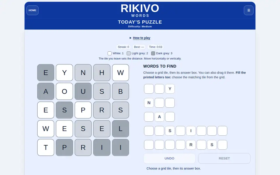 Screenshot of Rikivo Words