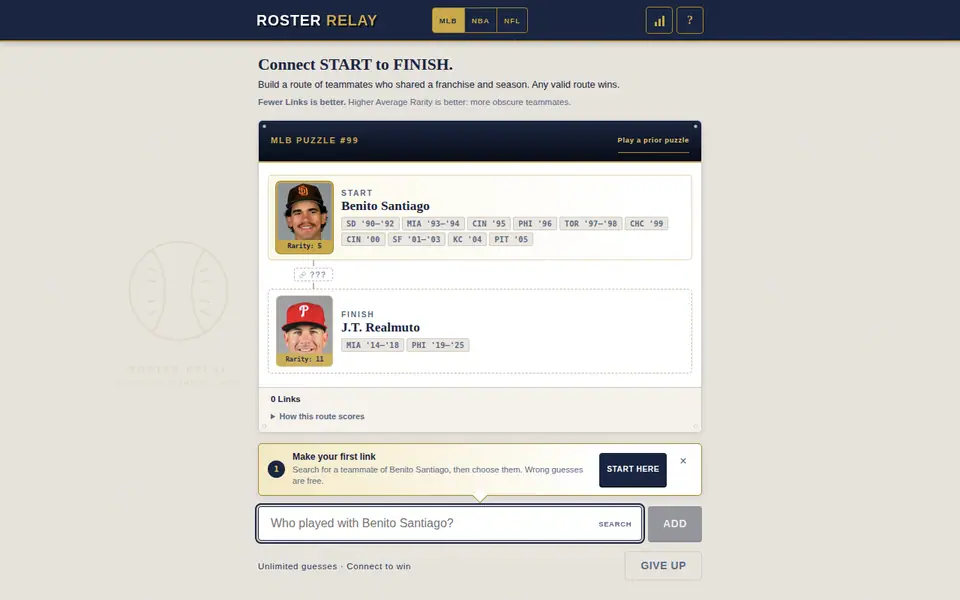 Screenshot of Roster Relay