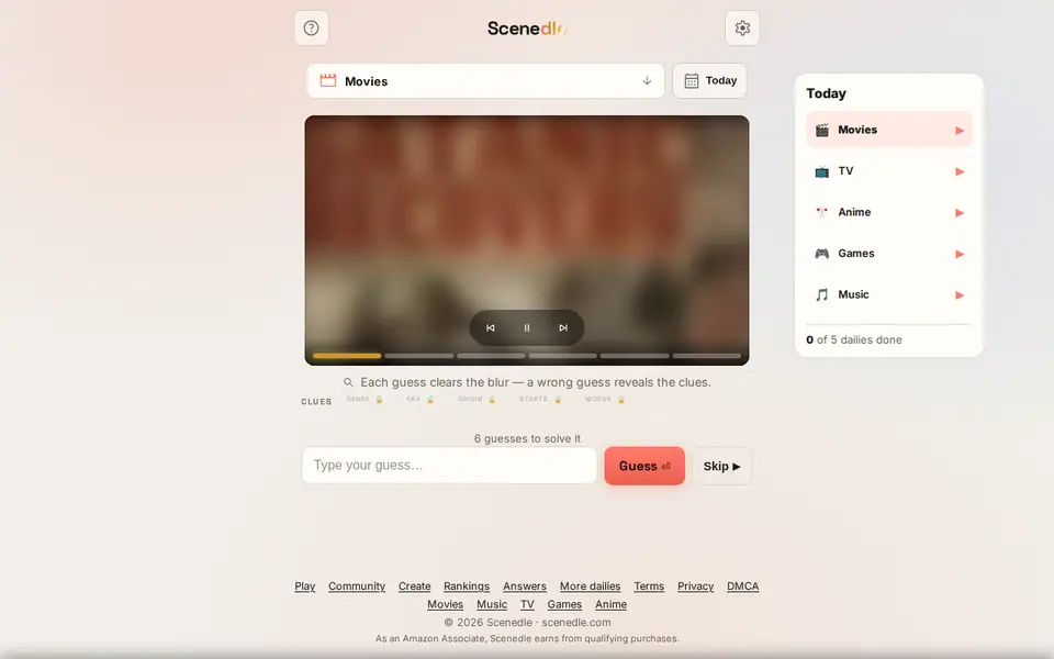 Screenshot of Scenedle