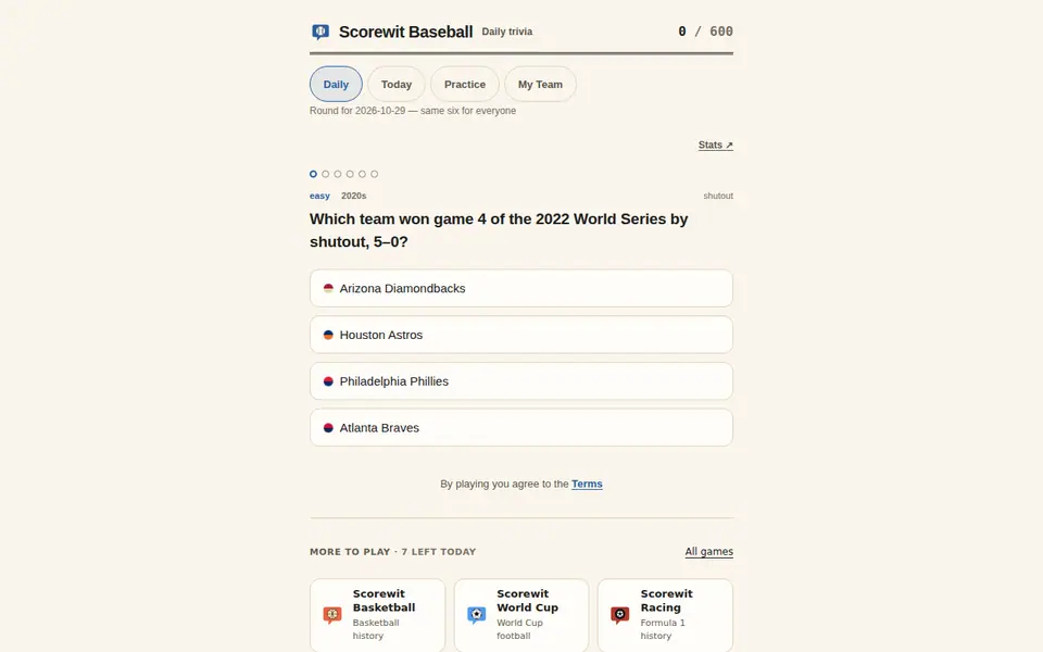 Screenshot of Scorewit Baseball